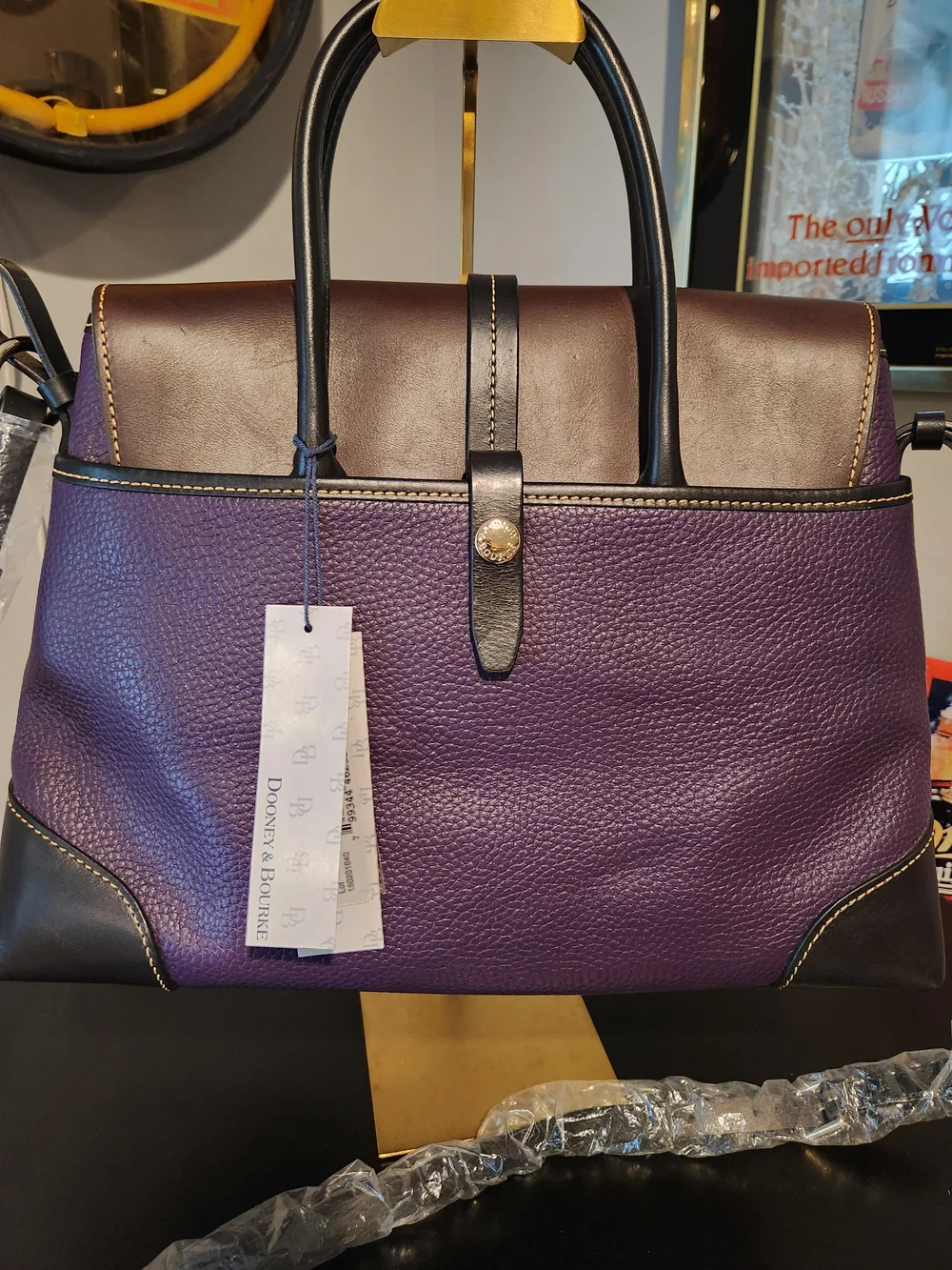 Dooney & Bourke Aubergine Large Elisa Satchel - Picture 2 of 7